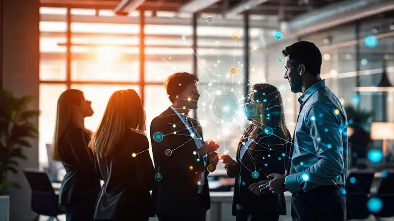 Colaboración empresarial con conexión digital