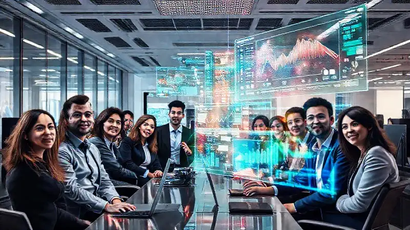 Oficina moderna: profesionales diversos y digital