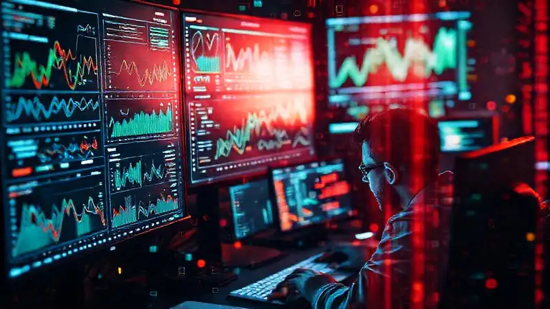 Un programador analiza datos complejos intensamente