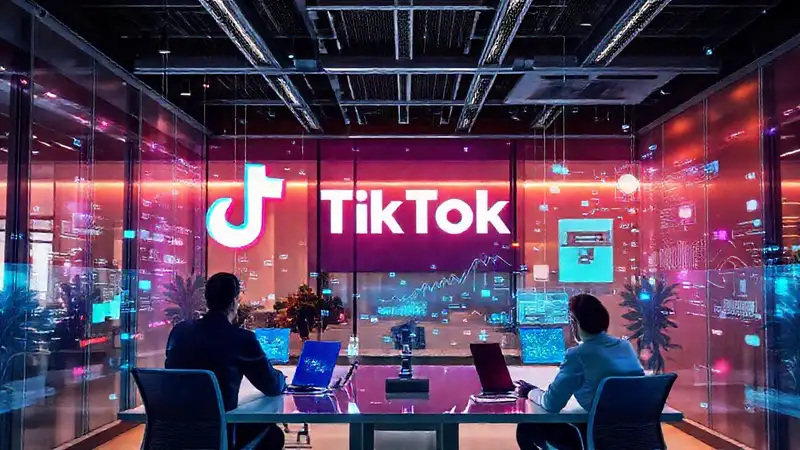 Oficina moderna con tecnología empresarial digital