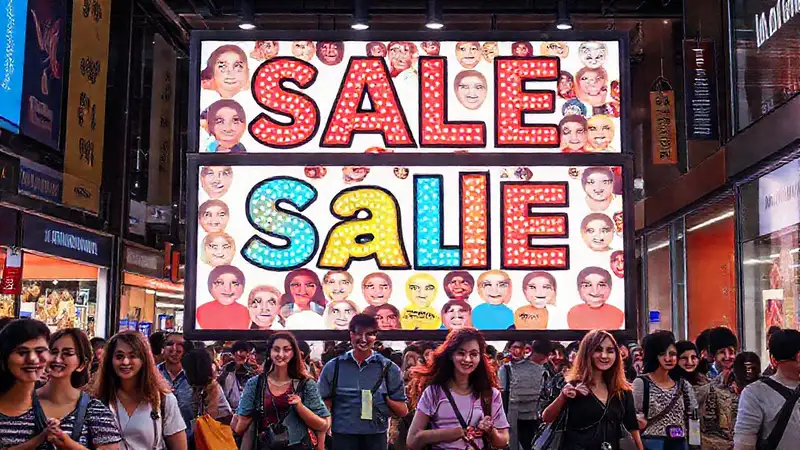 Anuncios vibrantes atraen a compradores felices