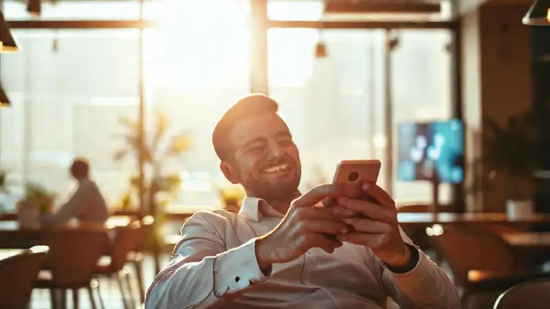 Un hombre de negocios disfruta un café moderno
