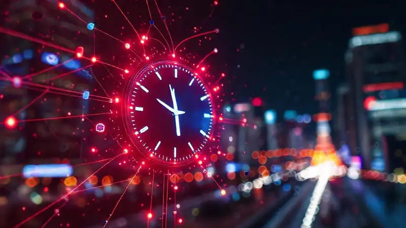 Reloj digital festivo, diseño moderno y vibrante