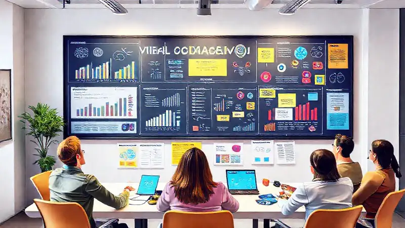 Equipo creativo diseña campaña digital vibrante