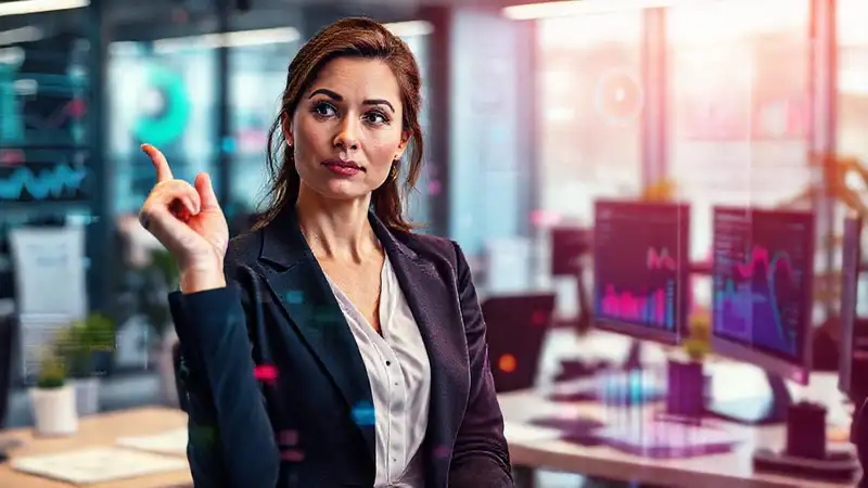 Una mujer se confunde en la oficina digital