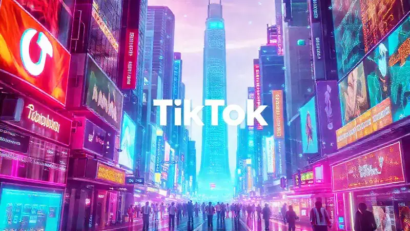 Ciudad futurista digital y vibrante