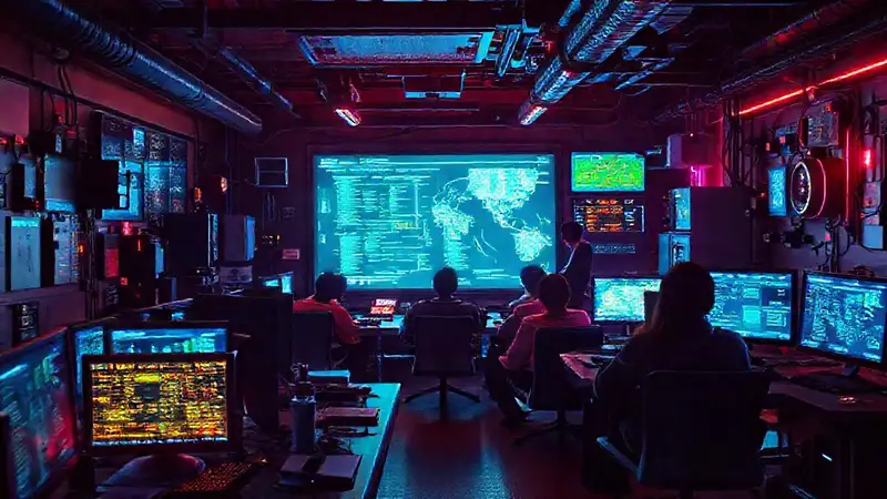 Oficina cyberpunk: tecnología, energía y diversidad