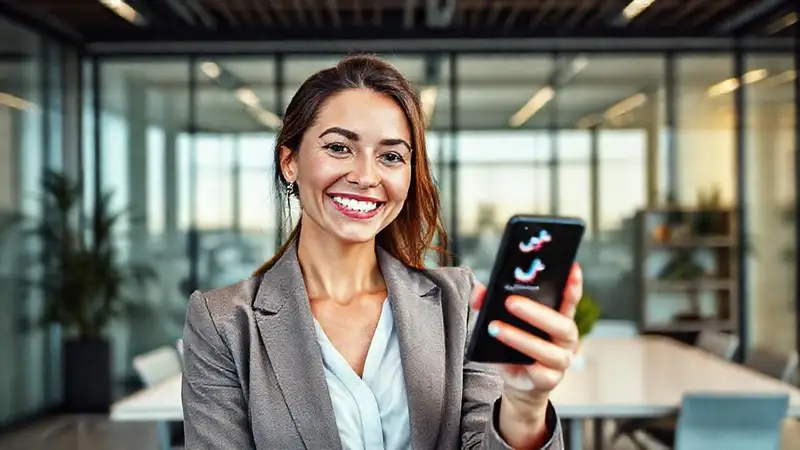 Mujer de negocios promociona marca en TikTok