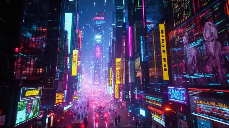 Ciudad cyberpunk digital