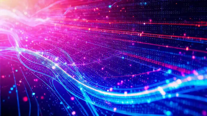 Flujo digital vibrante y futurista aislado