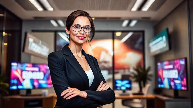 Una ejecutiva segura irradia confianza moderna