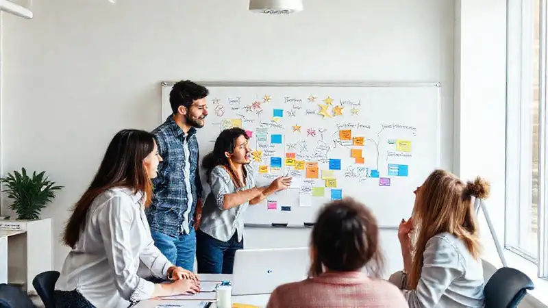 El equipo genera ideas creativas juntos