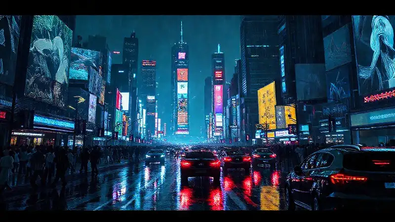Ciudad cyberpunk: lluvia