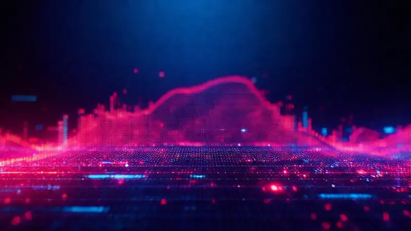 Una interfaz digital futurista resplandece intensamente