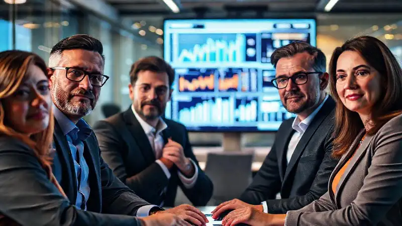 Influenciadores analizan datos en oficina