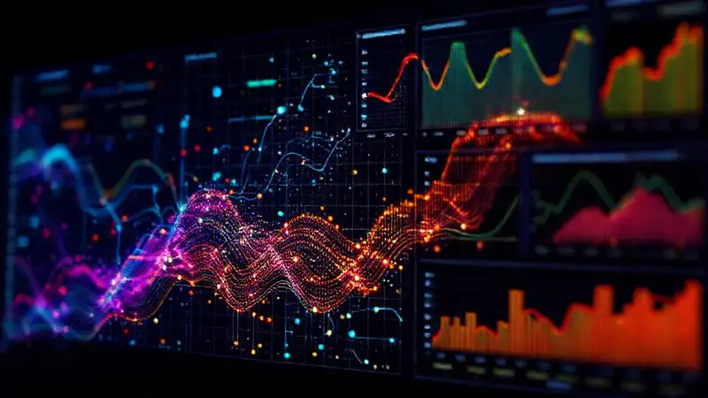 Visualizaciones de datos digitales vibrantes y abstractas