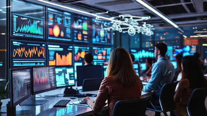 Éxito digital en oficina moderna