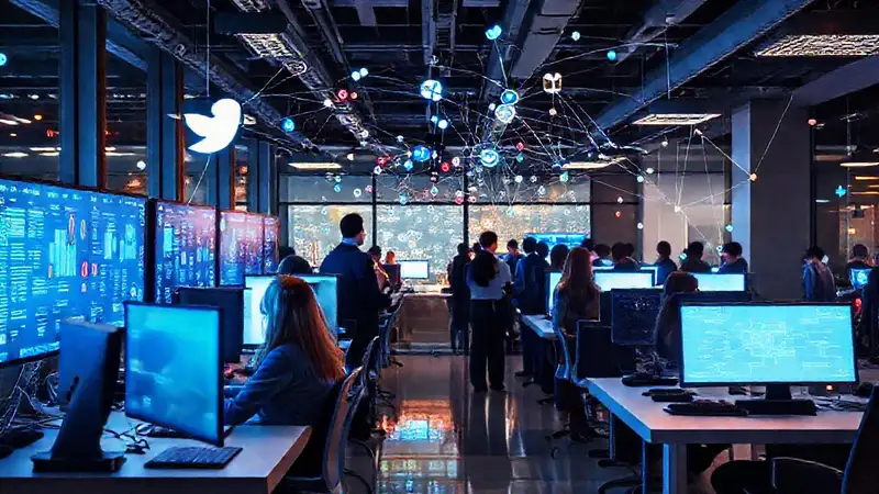 Oficina moderna: colaboración digital y vibrante