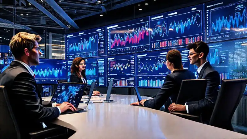 Oficina moderna muestra datos visualizados profesionalmente
