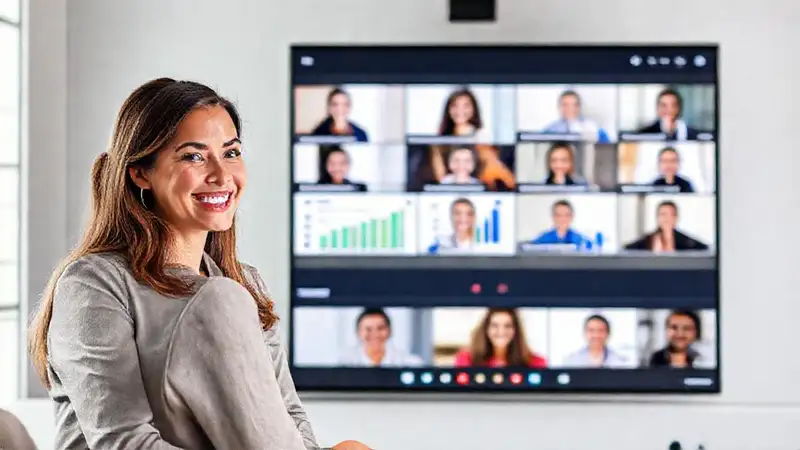 Una profesional ofrece un webinar atractivo
