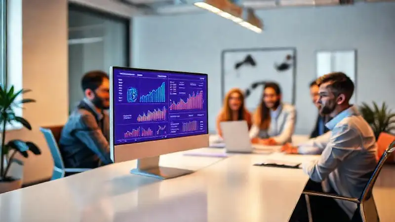 Oficina moderna evalúa rendimiento digitalmente