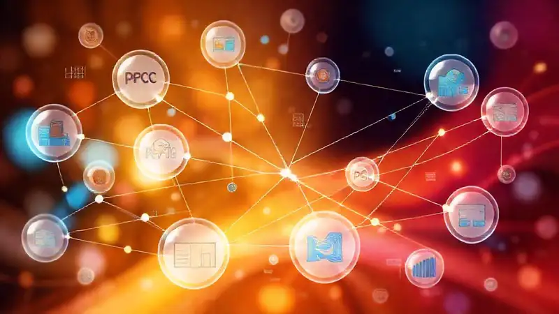 Diagrama de red digital, interconectado y visual