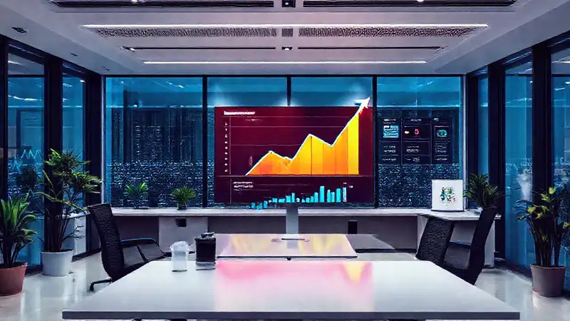 Marketing digital moderno, datos ascendentes optimistas