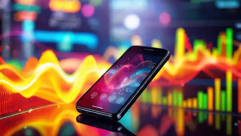 Teléfono móvil moderno: visualización dinámica y enfocada
