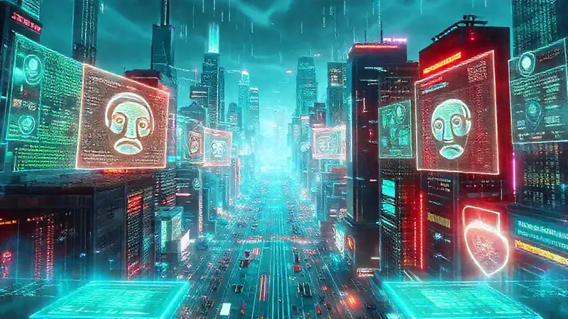 Ciudad futurista, datos y privacidad conflictiva