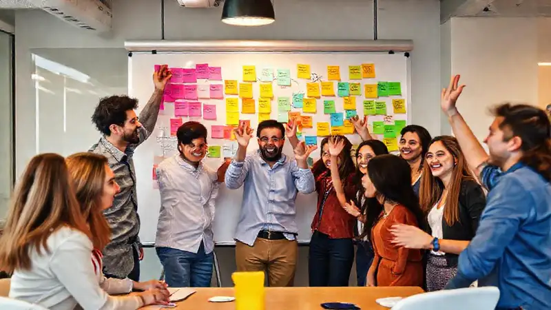 Equipo creativo genera ideas brillantes