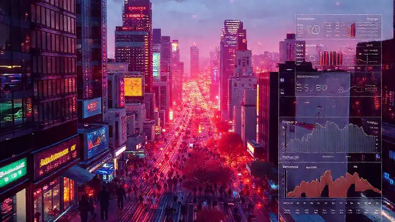 Ciudad moderna: datos visuales demográficos brillantes