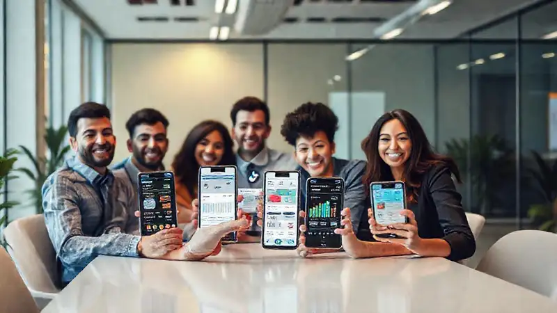 Oficina moderna: equipo diverso