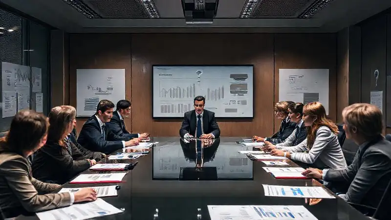 La junta directiva analiza datos tensos