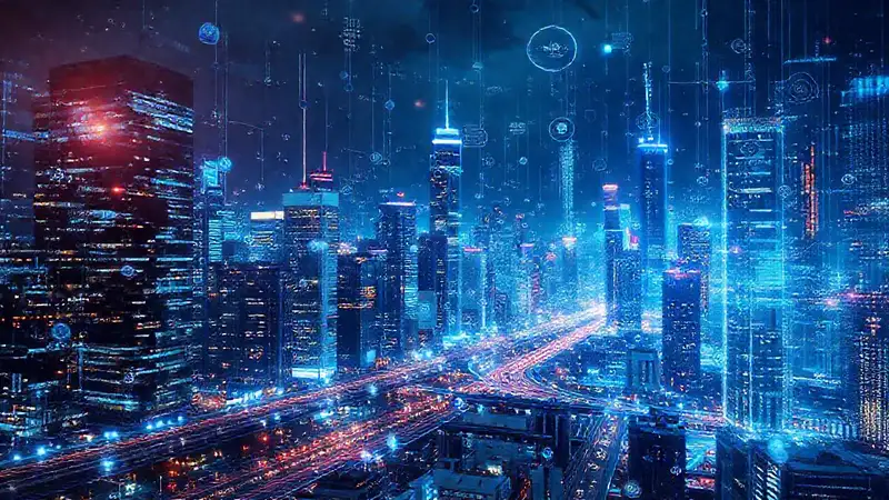 Ciudad futurista: tecnología e interconexión digital